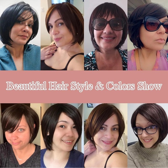 Kaylss Dark Brown/Black Short Pixie Cut - Sweeping Bangs - Synthetic Hair - New - Picture 15 of 15